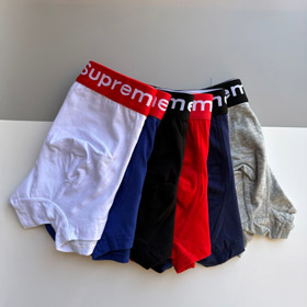 Supreme Repeat Letter Waistband Cotton Men Boxer Briefs-6672  