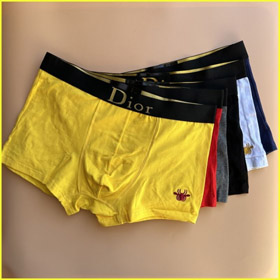 Dior Burgundy Spider Embroidery Boxer Briefs-6676  